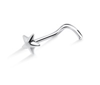 Solid Star Shaped Silver Curved Nose Stud NSKB-143